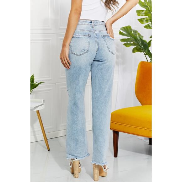 Lovervet High Waist Distressed Straight Cut 90's Dad Jeans - LV1007 - Size 32 - Picture 2 of 10